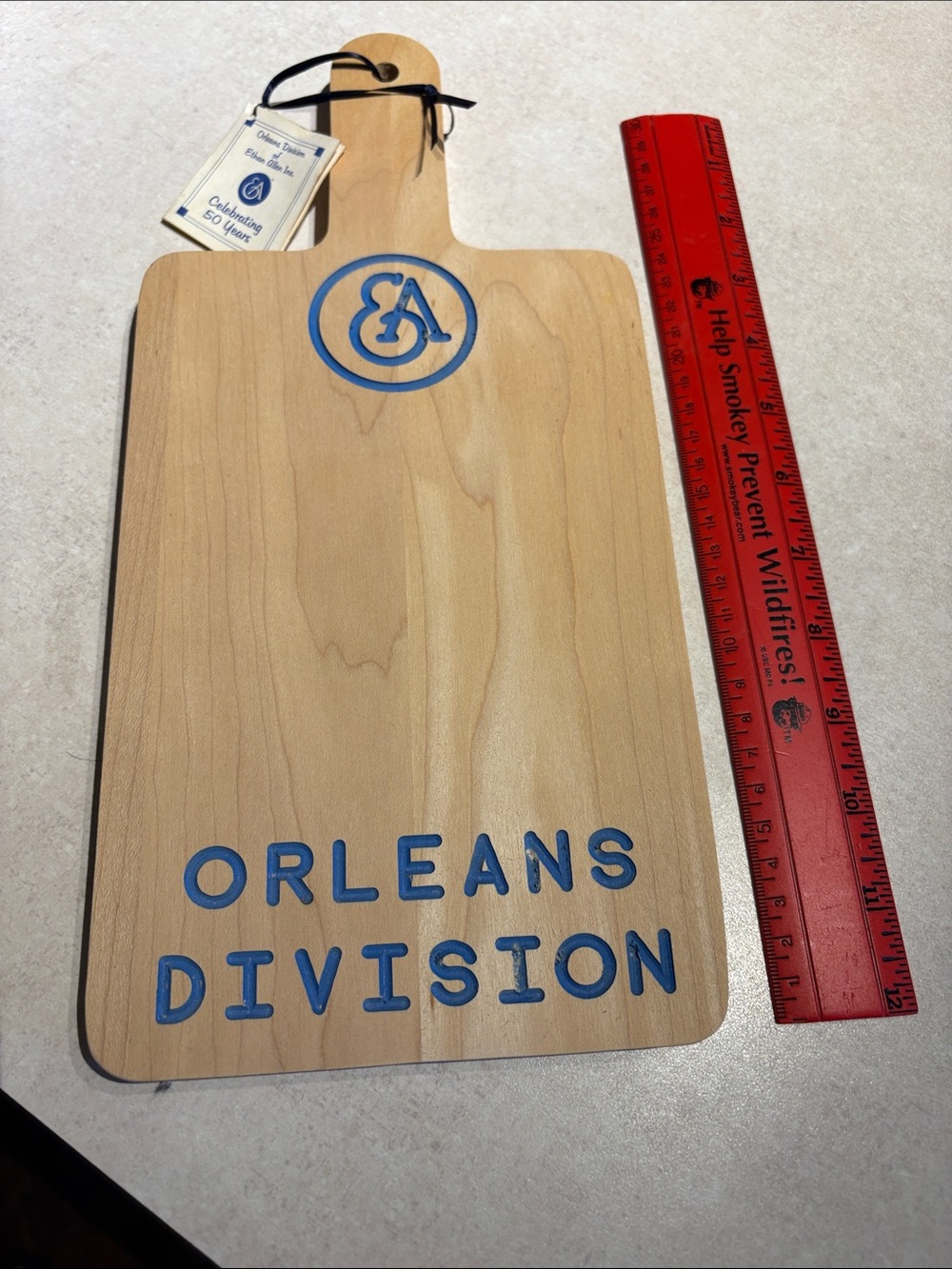Orleans Division Wood cutting board with Blue Lettering
